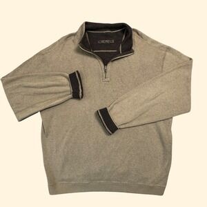 CREMIEUX Mens Tan Quarter Zip Pullover Long Sleeve Casual Size XL Great Cond.